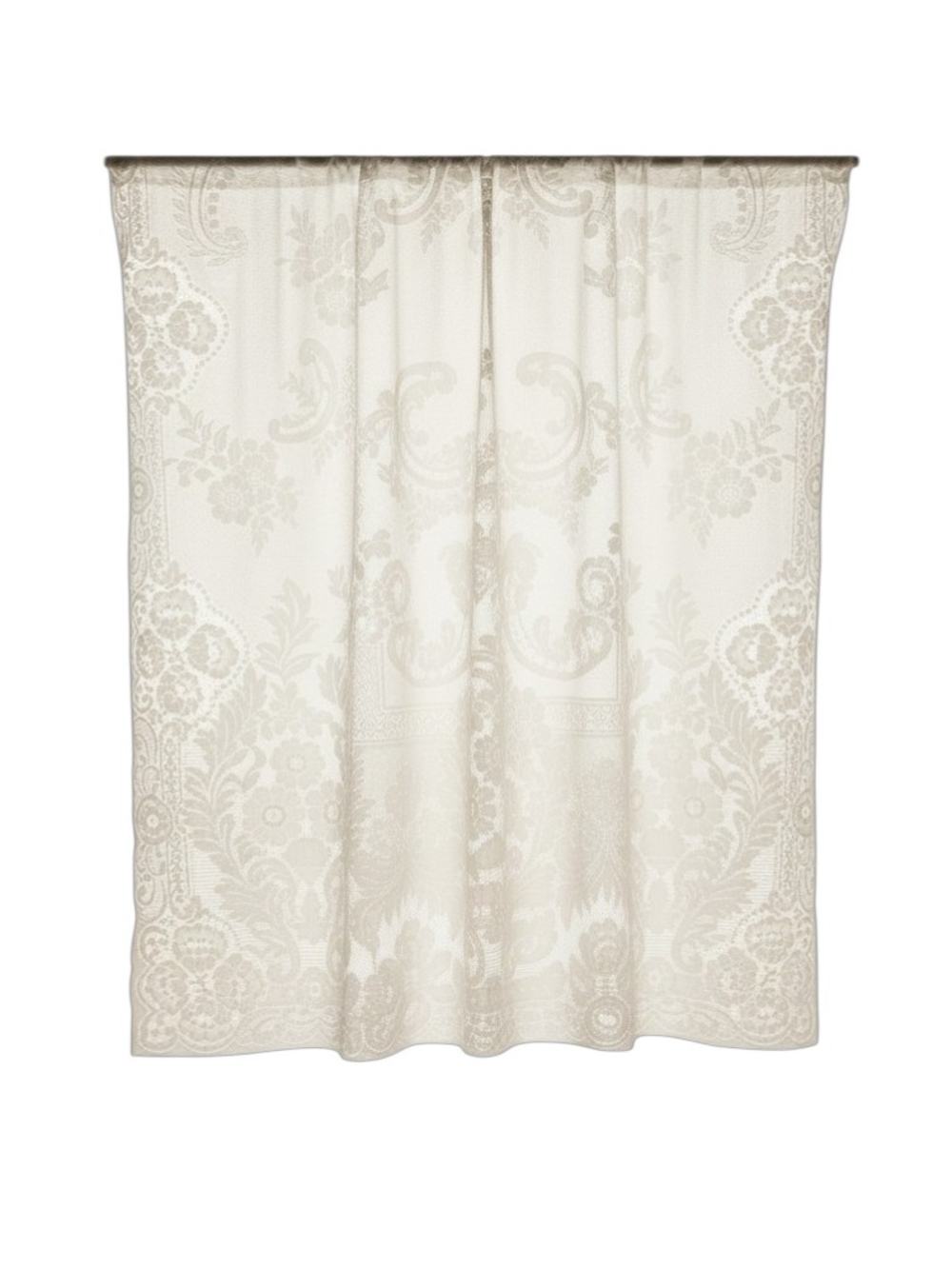 One Panal Classic Ivory Damask Shower Curtain